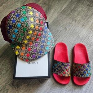 Kids Gucci Hat and Sandals. Authentic.